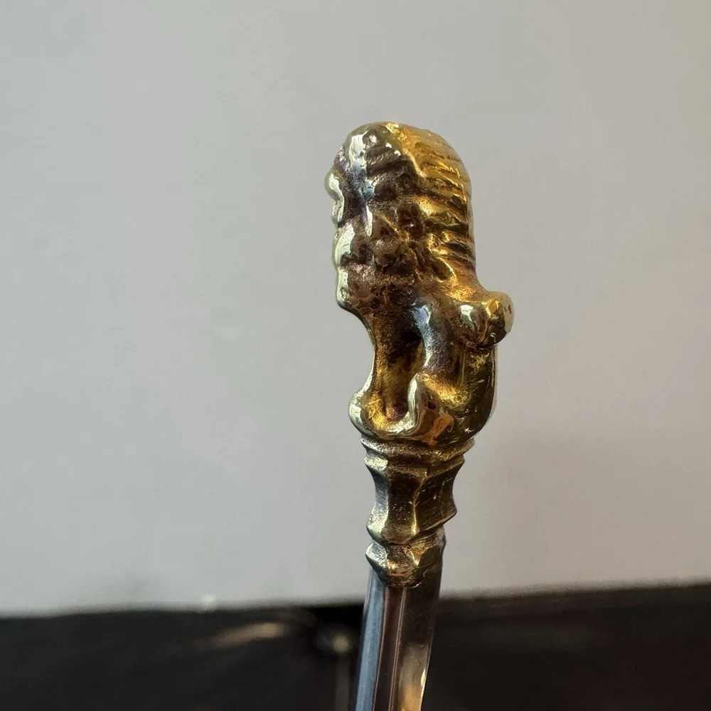 Set Of 2 Gorham Gold Lion Head Silverplate Spoons Metropolitan Reproduction 7”